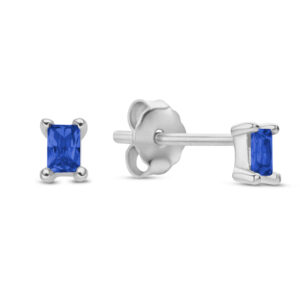 Ohrstecker mit Zirkonia Saphirblau im Baguetteschliff