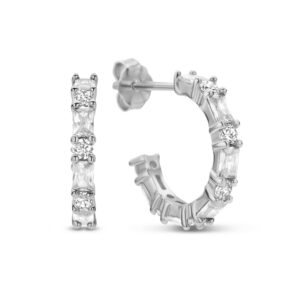 Ohrstecker Creolen mit 24 Zirkonia mit Baguetteschliff