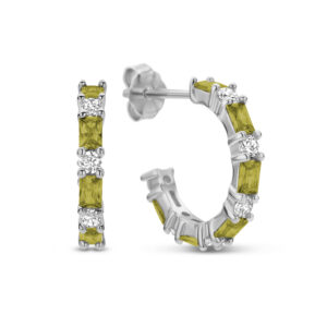 Ohrstecker Creolen mit 24 Zirkonia mit Baguetteschliff