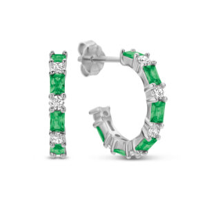 Ohrstecker Creolen mit 24 Zirkonia mit Baguetteschliff