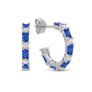 Ohrstecker Creolen mit 24 Zirkonia mit Baguetteschliff