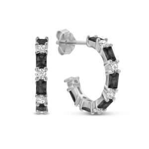 Ohrstecker Creolen mit 24 Zirkonia mit Baguetteschliff