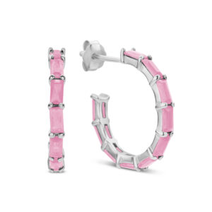 Ohrstecker Creolen mit 20 Zirkonia pink