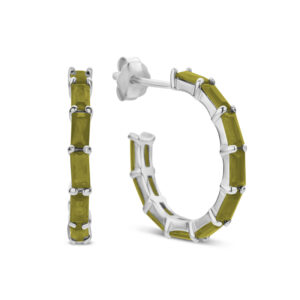 Ohrstecker Creolen mit 20 Zirkonia olivgrün