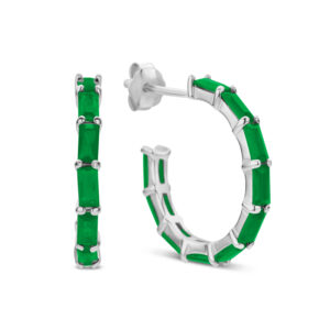 Ohrstecker Creolen mit 20 Zirkonia smaragdgrün