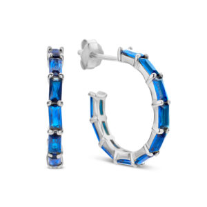 Ohrstecker Creolen mit 20 Zirkonia saphirblau