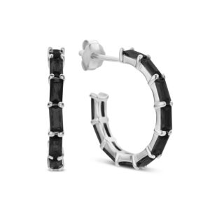 Ohrstecker Creolen mit 20 Zirkonia schwarz