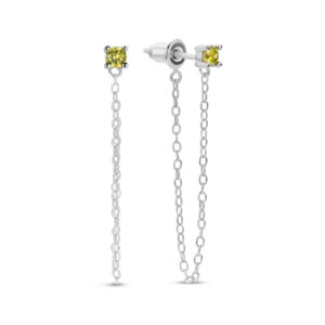 Ohrstecker mit Zirkonia Olivgrün / Kette