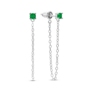 Ohrstecker mit Zirkonia Smaragdgrün / Kette