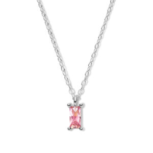 Collier mit Zirkonia Pink mit Baguetteschliff