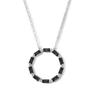 Collier Kreis mit Zirkonia schwarz mit Baguetteschliff