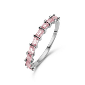 Damenring mit 9 Zirkonia pink
