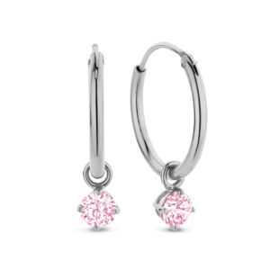 Creolen mit Anhänger Zirkonia pink