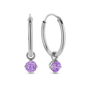 Creolen mit Anhänger Zirkonia lila