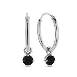 Creolen mit Anhänger Zirkonia schwarz