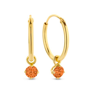 Creolen Ø 15mm mit Anhänger Zirkonia orange 4mm Silber 925/000 vergoldet