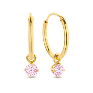 Creolen mit Anhänger Zirkonia pink