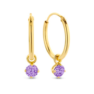 Creolen mit Anhänger Zirkonia lila