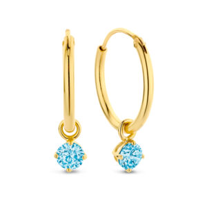 Creolen mit Anhänger Zirkonia hellblau