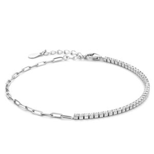 Halb Tennis / Halb Ankerarmband mit Zirkonia weiß