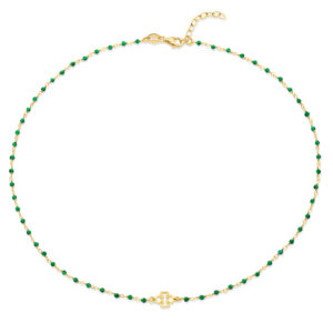 Collier Klee mit Kristall grün