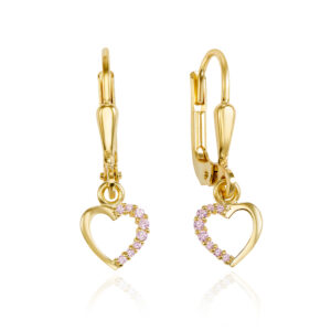 Ohrhänger mit 16 Zirkonia pink