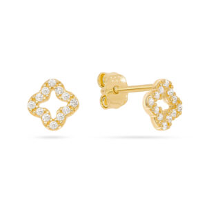 Kleeblatt Ohrstecker "Cleo" mit Zirkonia 333 Gold