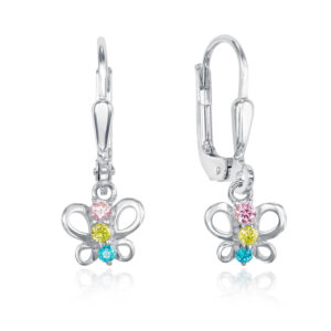 Ohrhänger Schmetterling mit 6 Zirkonia pink