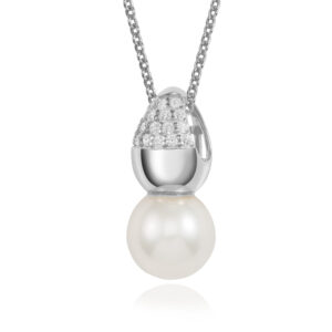 Anhänger mit Süßwasser-Zuchtperle und 18 Zirkonia