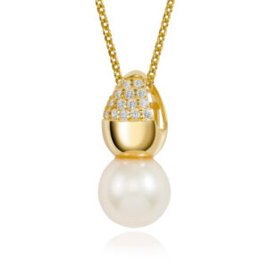 Anhänger mit Süßwasser-Zuchtperle und 18 Zirkonia