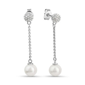 Ohrstecker mit Süßwasser-Zuchtperle und 38 Zirkonia