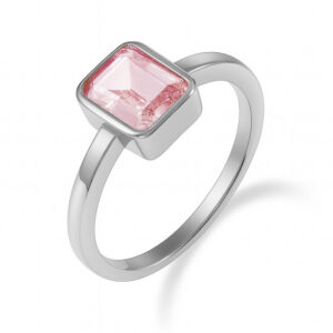 Damenring mit Oktagon Zirkonia pink