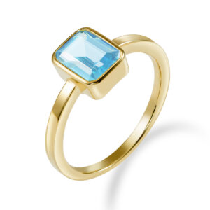 Damenring mit Oktagon Zirkonia aqua