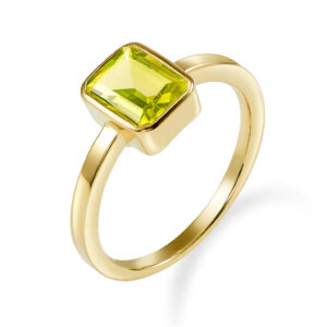 Damenring mit Oktagon Zirkonia peridot