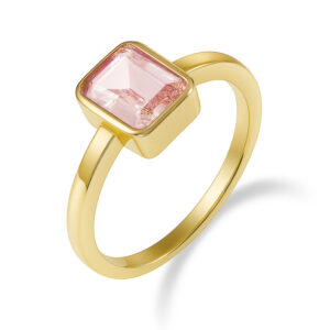 Damenring mit Oktagon Zirkonia pink