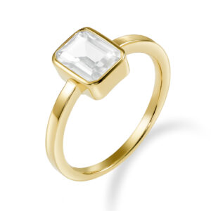 Damenring mit Oktagon Zirkonia weiß