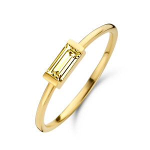 Damenring mit Zirkonia gelb in Baguetteform