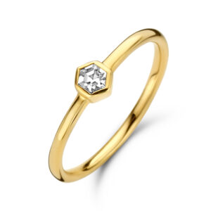 Damenring mit Zirkonia Hexagon