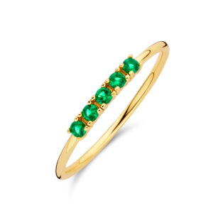 Damenring mit 5 Zirkonia grün