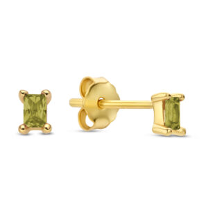 Ohrstecker mit Zirkonia Olivgrün im Baguetteschliff