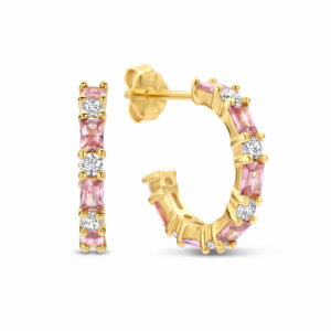 Ohrstecker Creolen mit 24 Zirkonia mit Baguetteschliff