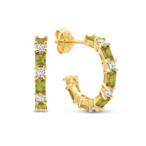 Ohrstecker Creolen mit 24 Zirkonia mit Baguetteschliff