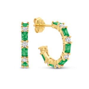 Ohrstecker Creolen mit 24 Zirkonia mit Baguetteschliff