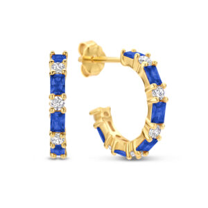 Ohrstecker Creolen mit 24 Zirkonia mit Baguetteschliff