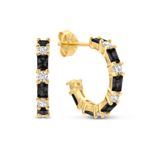 Ohrstecker Creolen mit 24 Zirkonia mit Baguetteschliff