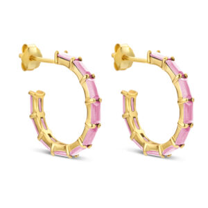 Ohrstecker Creolen mit 20 Zirkonia Pink