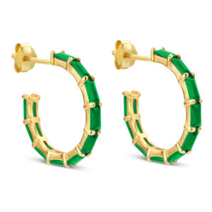 Ohrstecker Creolen mit 20 Zirkonia Smaragdgrün