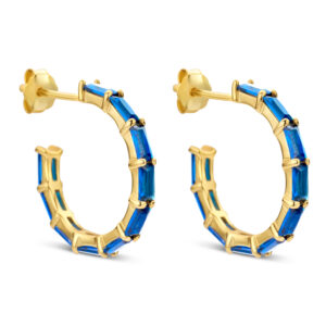 Ohrstecker Creolen mit 20 Zirkonia Saphirblau