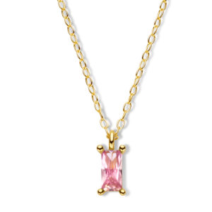 Collier mit Zirkonia Pink mit Baguetteschliff