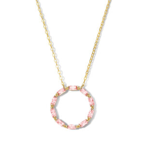 Collier Kreis mit Zirkonia Pink mit Baguetteschliff